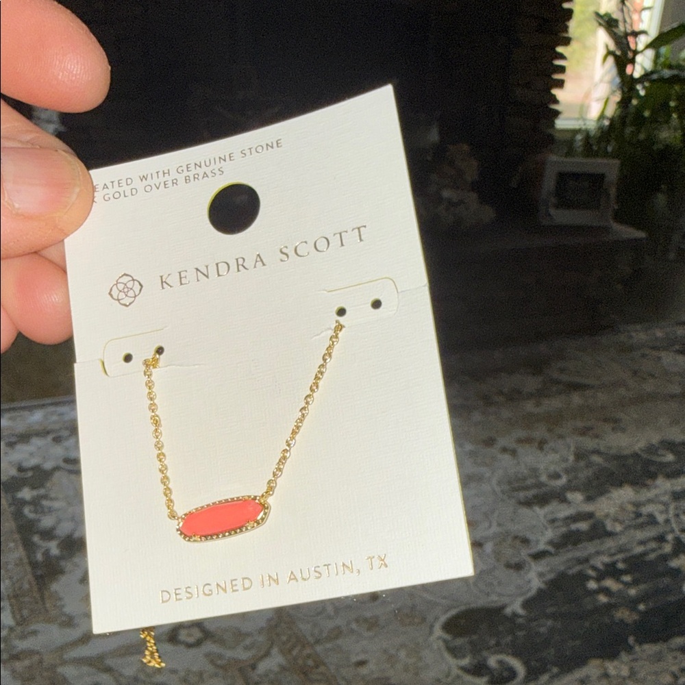 Kendra Scott Gold Chain Necklace with Coral Pink Stone - Picture 5 of 6